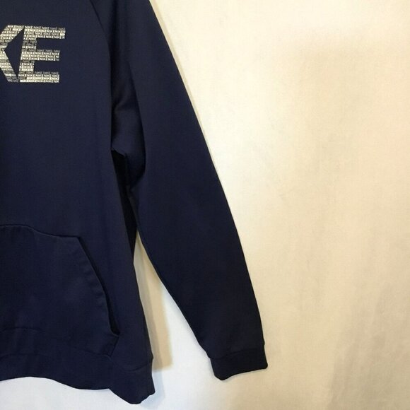 Nike Dri-Fit Men's Pullover Hoodie Pouch Pocket Sweatshirt Size Large Navy Blue - Picture 5 of 10